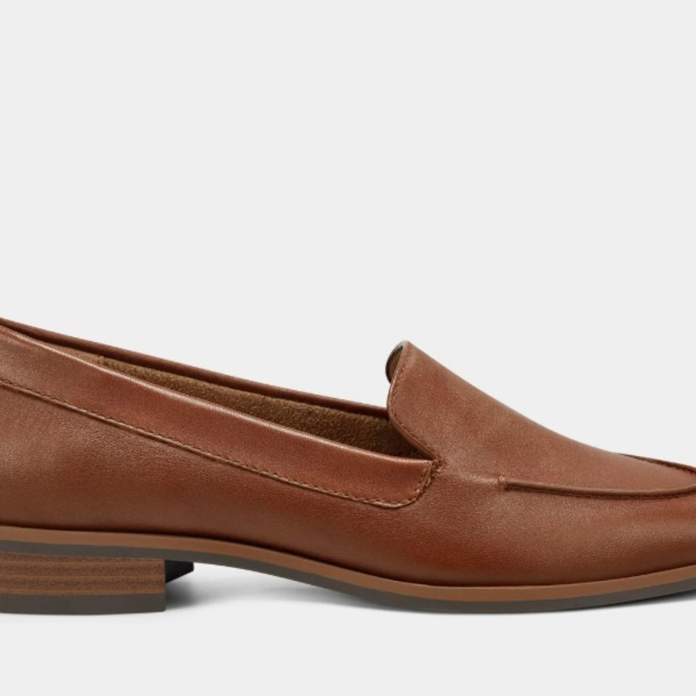 NWOT Aerosoles Women's East Side Dark Tan Leather Loafer Size 12